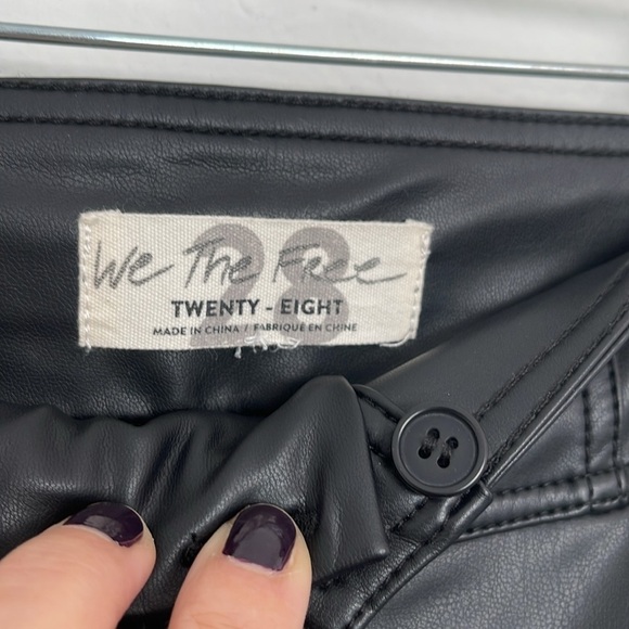 We The Free Faux Leather Crvy Lace Up Black Stretch Skinny Pants Size 28 - Picture 4 of 7